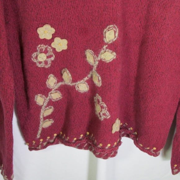 David Brooks Sweater Size M Red Embroidery - Picture 3 of 4